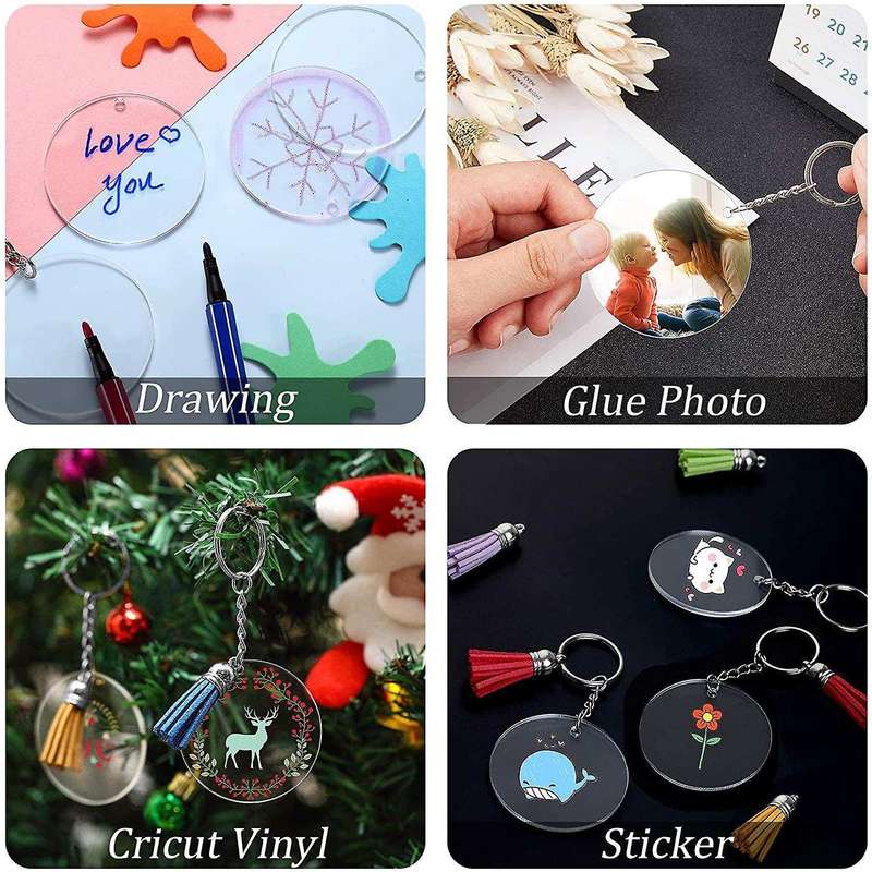 120pcs Ornament Blanks Kit Including Blanks, Tassels, Key Chain Rings