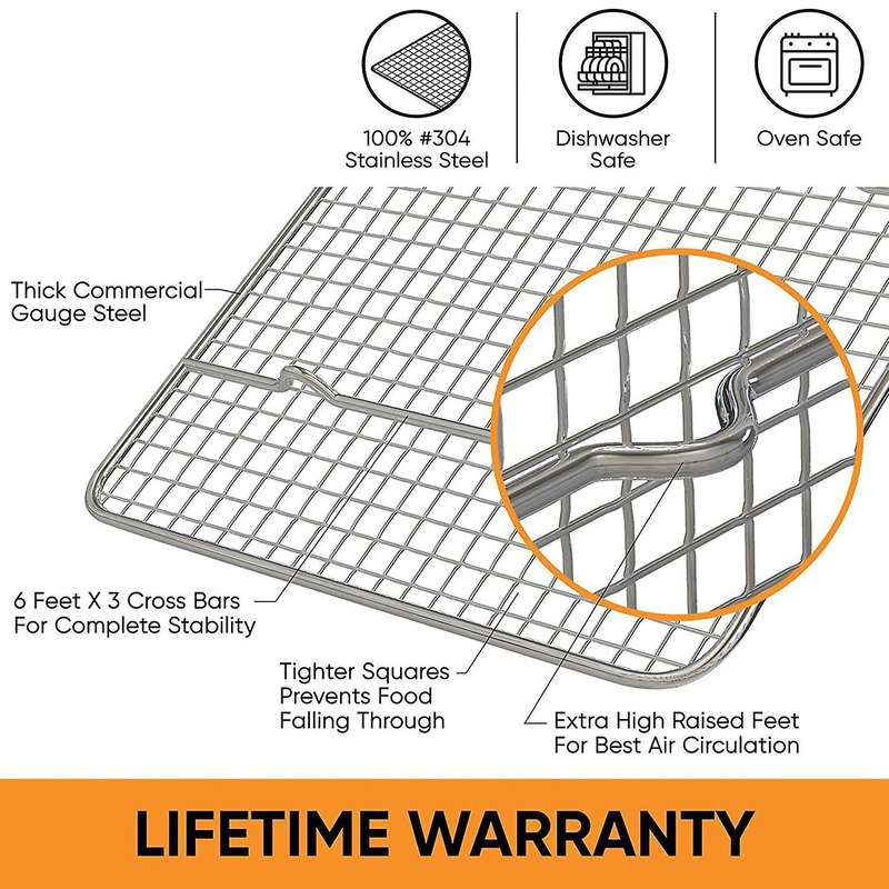 Baking Rack,fits Quarter Sheet Pan, Stainless Steel, for Oven 40x30cm