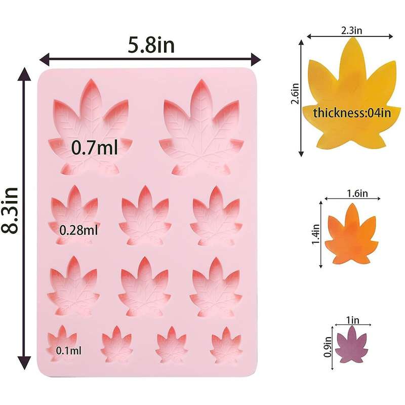2 Pack Gummy Leaf Silicone Candy Mold, Chocolate Gummy Molds -pink