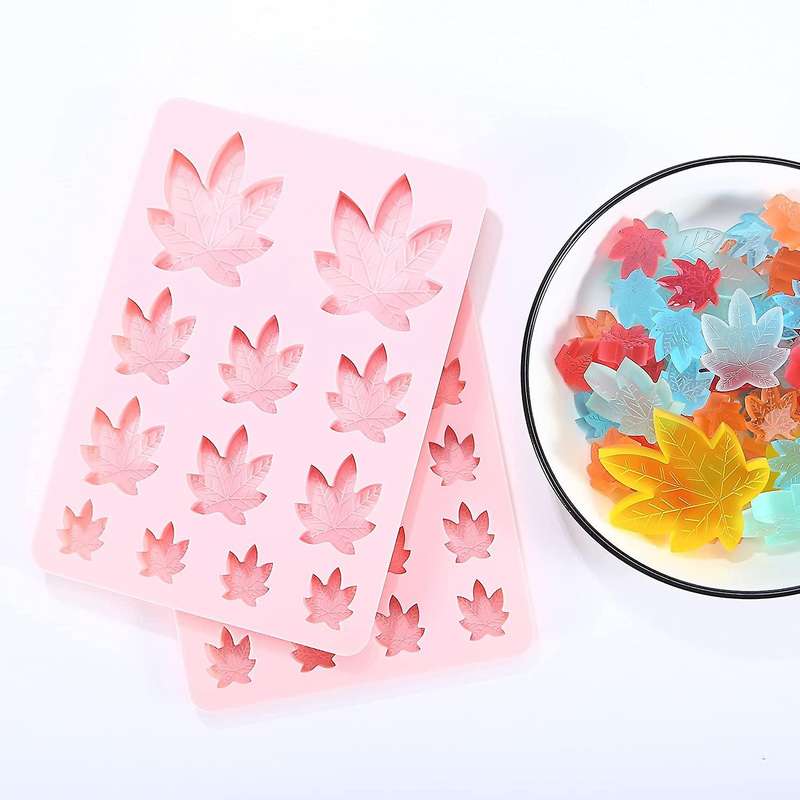 2 Pack Gummy Leaf Silicone Candy Mold, Chocolate Gummy Molds -pink