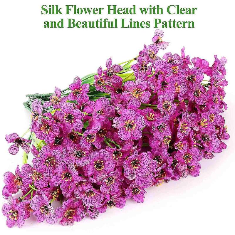 Artificial Flowers for Outdoors, 12 Bundles Fake Flowers, Purple