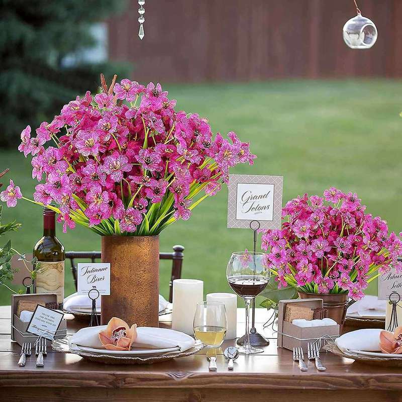 Artificial Flowers for Outdoors, 12 Bundles Fake Flowers, Purple