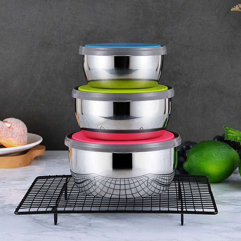 With Lids, 3 Piece Metal Nesting Bowls,sealed Fresh-keeping Box
