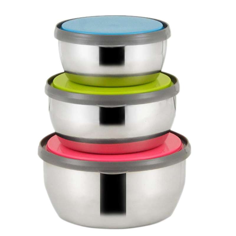 With Lids, 3 Piece Metal Nesting Bowls,sealed Fresh-keeping Box