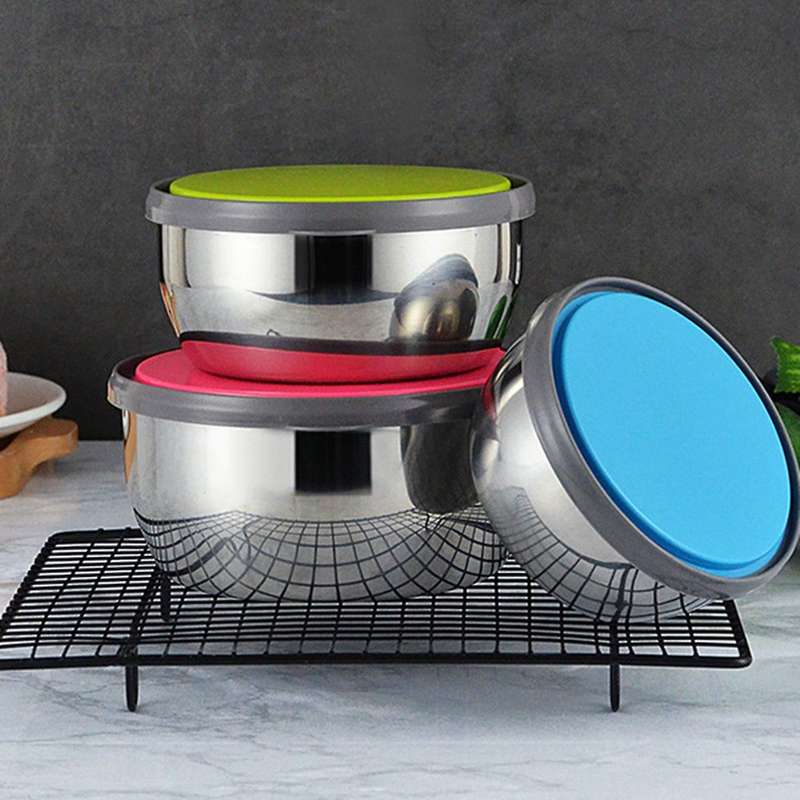 With Lids, 3 Piece Metal Nesting Bowls,sealed Fresh-keeping Box