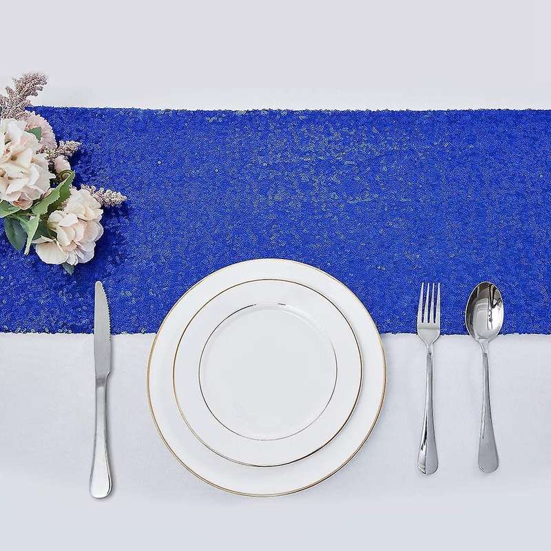 Royal Blue Table Runner 2pack 12x70.8 Inch Glitter Sequin Table