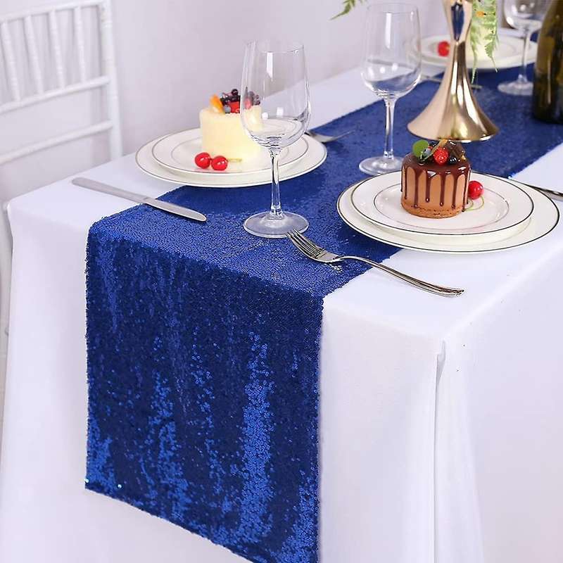 Royal Blue Table Runner 2pack 12x70.8 Inch Glitter Sequin Table