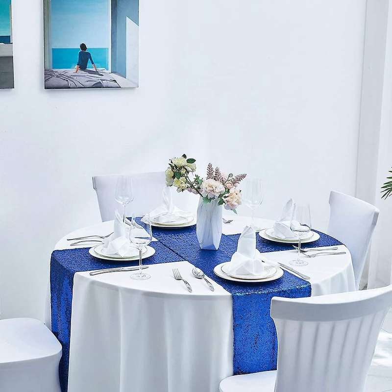 Royal Blue Table Runner 2pack 12x70.8 Inch Glitter Sequin Table