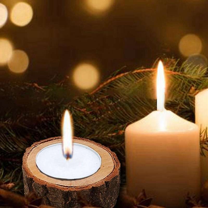 4pcs Wooden Candlestick Succulent Plant Pot Tray Desktop Decor