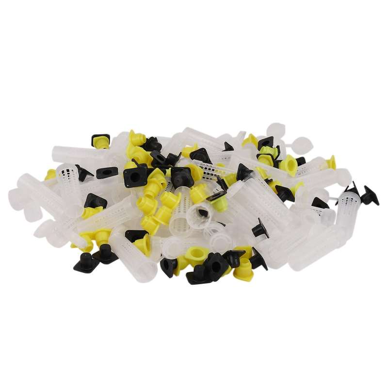 50pcs Bee Queen Cages Plastic Protective Cover Rearing Bees Tools