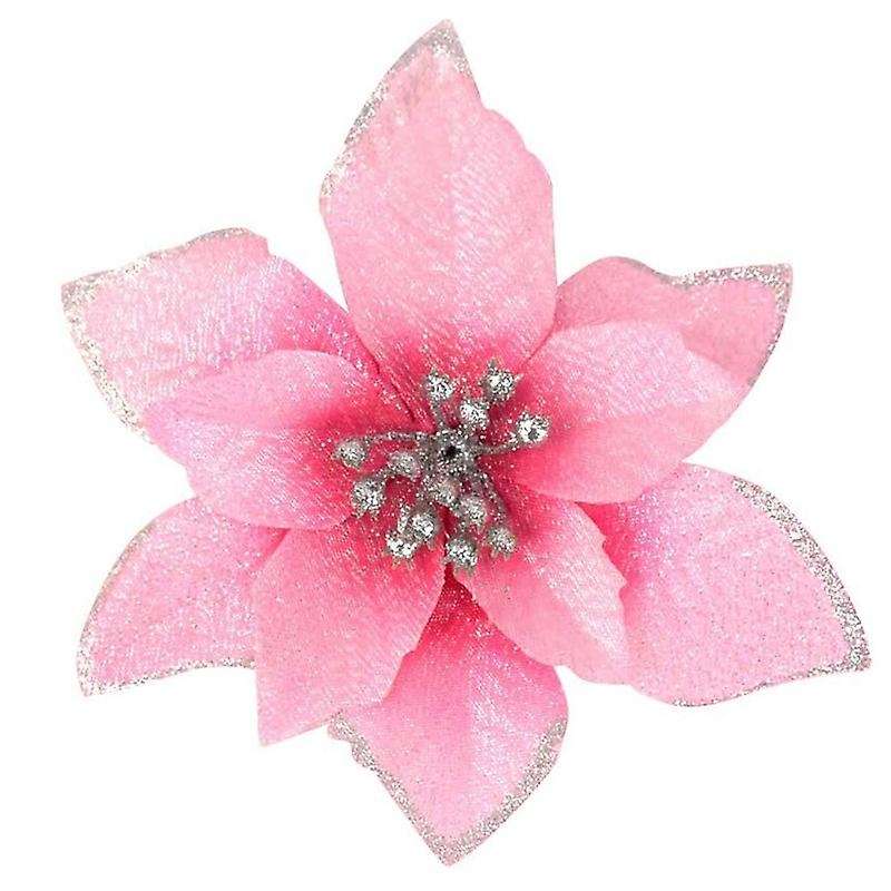 50 Pack Poinsettia Christmas Tree 5inch Artificial Decor Wreath(pink)