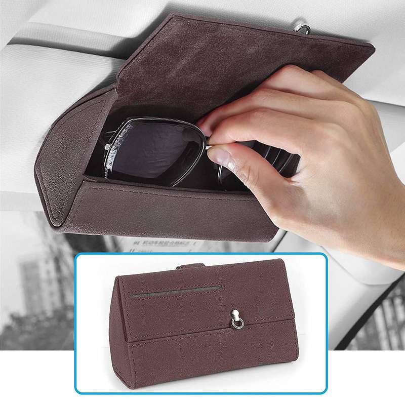 Universal Car Sunglass Holder, Eyeglasses Box Car Accessories (brown)