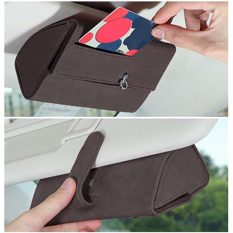 Universal Car Sunglass Holder, Eyeglasses Box Car Accessories (brown)