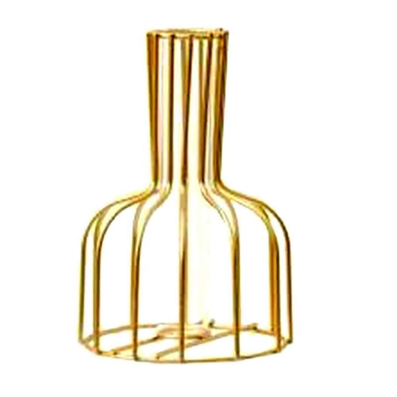 Plant Flower Vase Iron Geometric Glass Flower Vase with Metal Frame