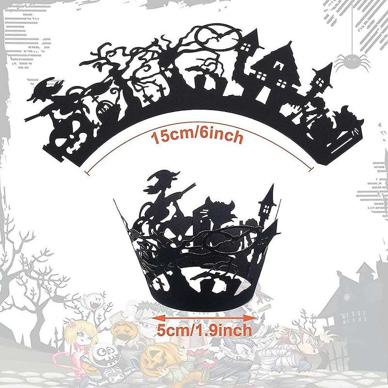 Black Cupcake Wrappers Liners for Halloween Party Cake Decoration