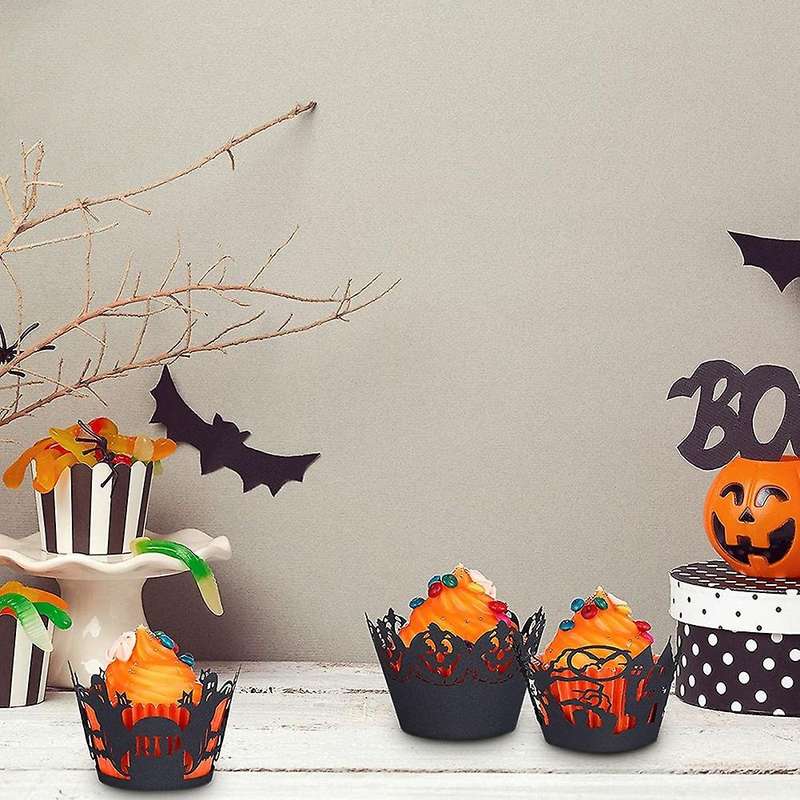 Black Cupcake Wrappers Liners for Halloween Party Cake Decoration