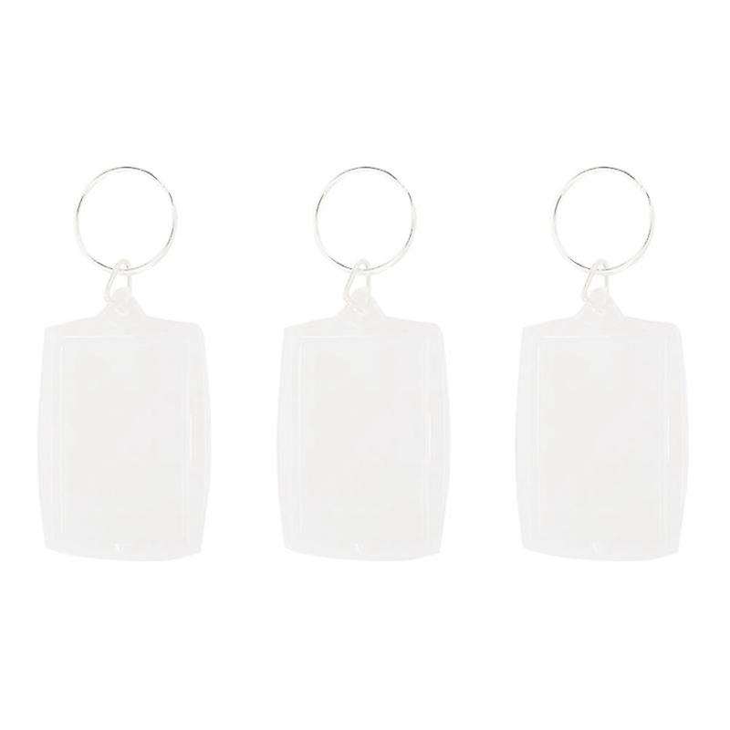 30pcs Transparent Blank Insert Photo Frame Key Ring Split Keychain