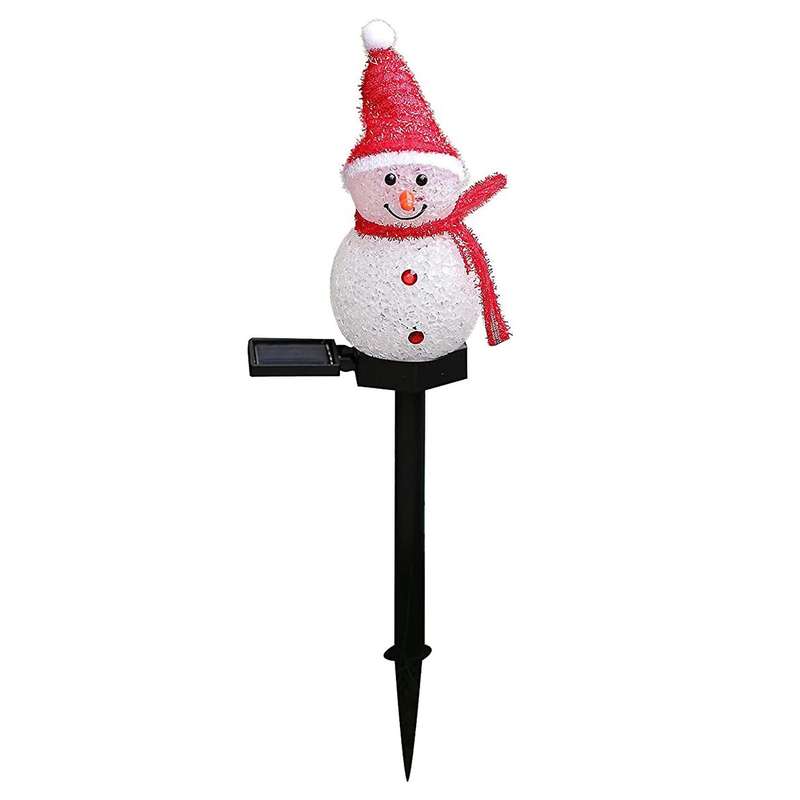 Christmas Solar Powered Led Snowman Light Decor Garden Lamps Red