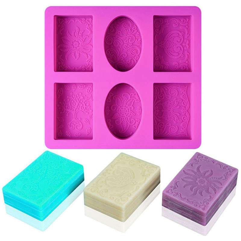 Silicone Soap Mold for Soap Making 3d 6 Forms Oval Rectangle Soap