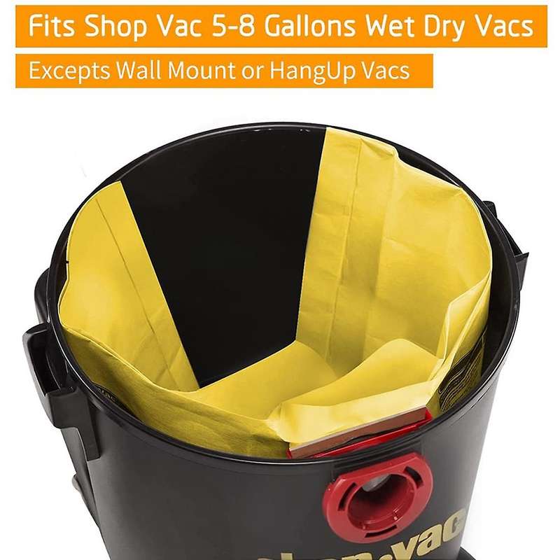 Dust Filter Bags for 5-8 Gallon Shop Vac Wet Dry Vacuum Cleaners