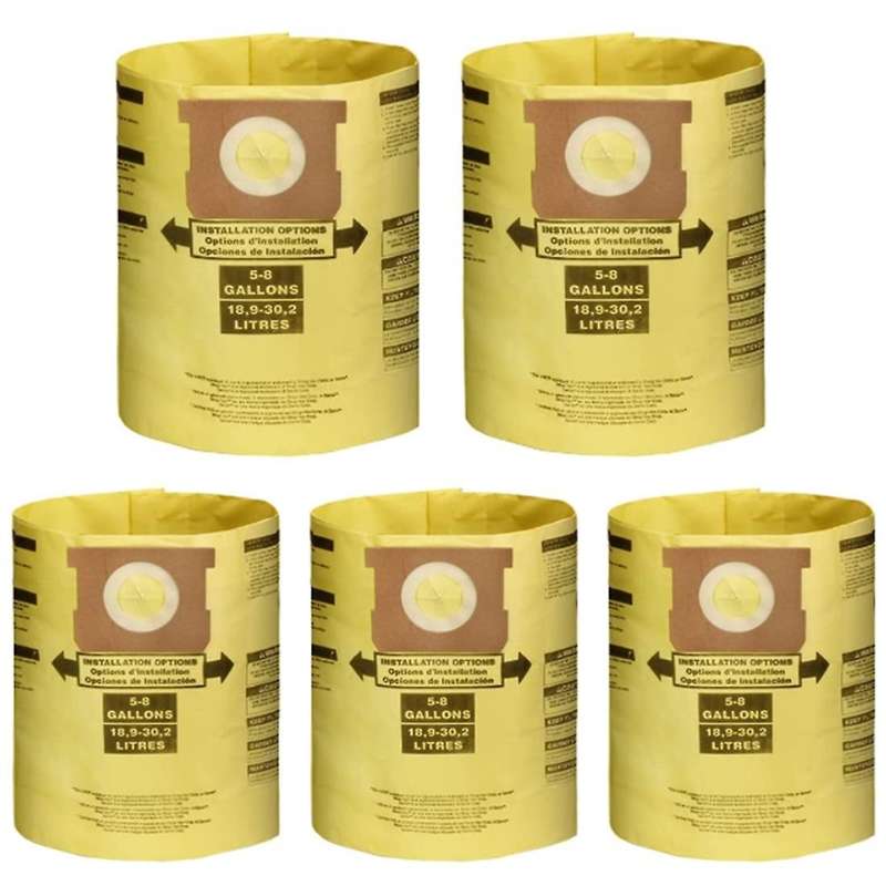 Dust Filter Bags for 5-8 Gallon Shop Vac Wet Dry Vacuum Cleaners