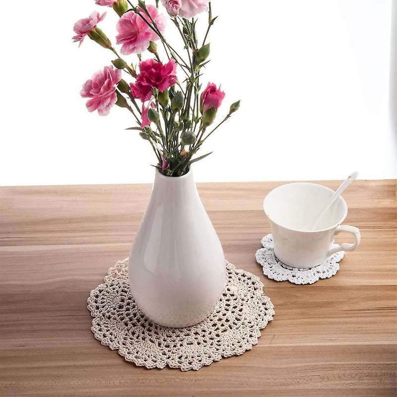 12pcs Vintage Cotton Mat,round Coasters,household Table Decorative