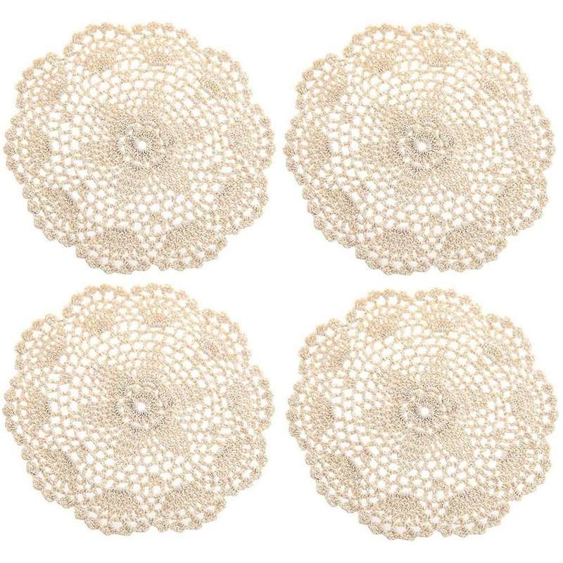 12pcs Vintage Cotton Mat,round Coasters,household Table Decorative