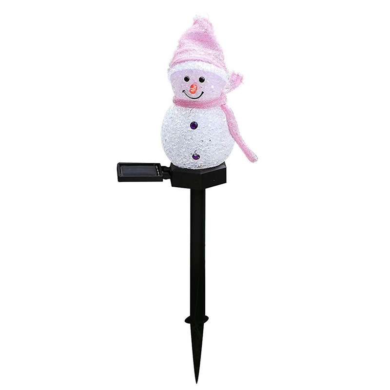 Christmas Solar Powered Led Snowman Light Decor Garden Lamps Pink