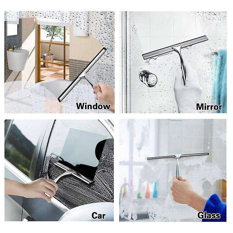 Shower Squeegee, Stainless Steel Squeegee Shower Cleaner for Doors