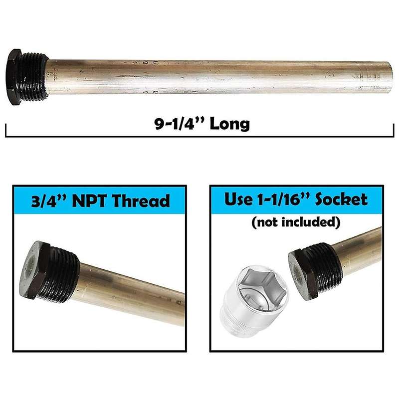 Rv Water Heater Anode Rod 9.25inch Long & 3/4inch Thread Protection