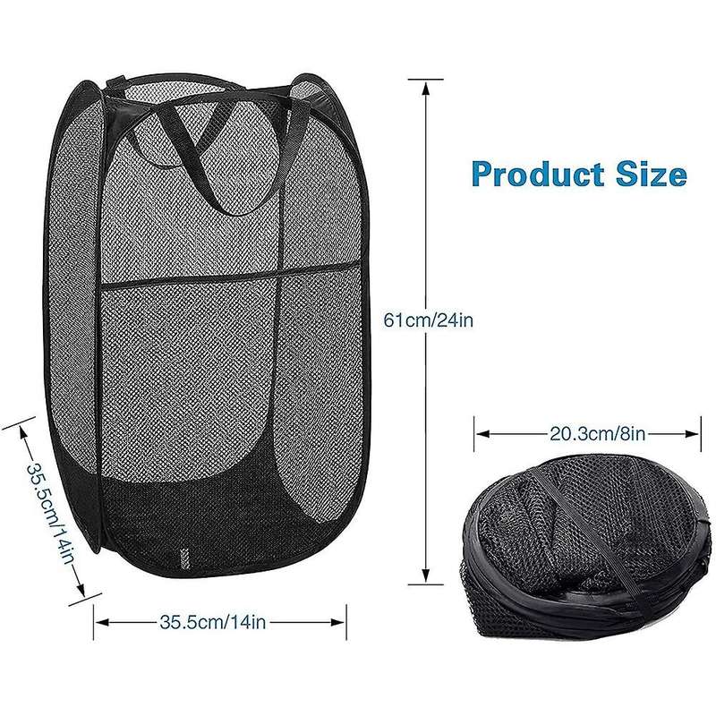 Folding Laundry Basket Mesh, Foldable Laundry Hamper, for Home Kids