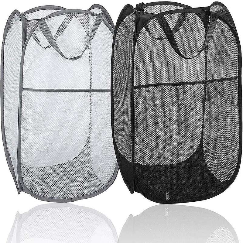 Folding Laundry Basket Mesh, Foldable Laundry Hamper, for Home Kids