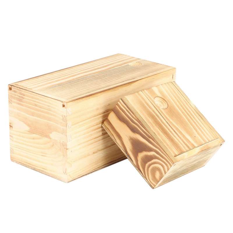 2pcs Wood Jewelry Box for Rings, Earrings, Necklaces,burnt Wood Color