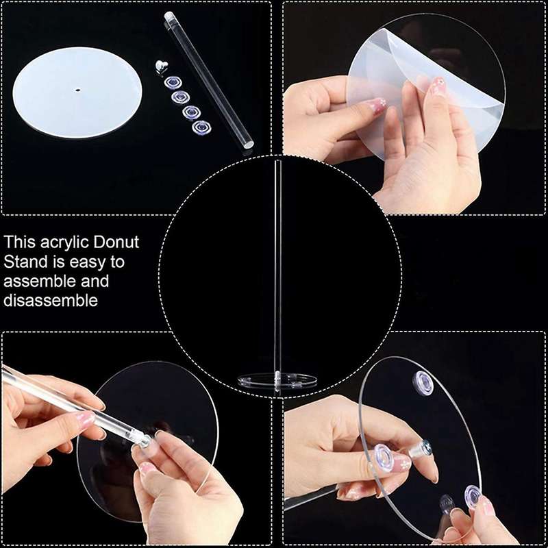 2 Pieces Acrylic Donut Stands Clear Bagels 5.9 Inch Stand for Party