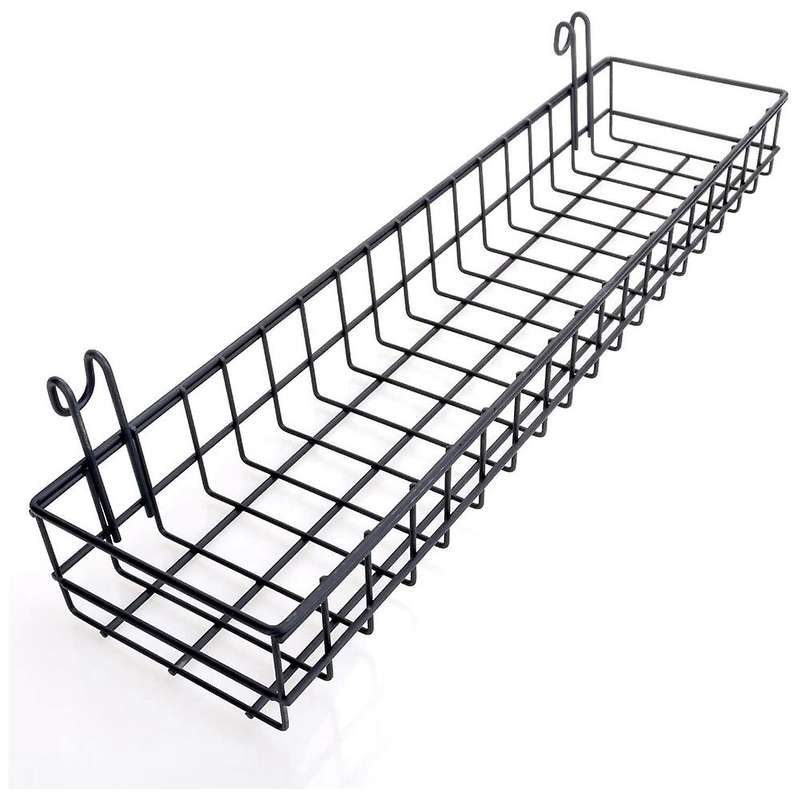 Hanging Basket for Wire Wall Grid Panel, 40x10x5cm, Black Painted