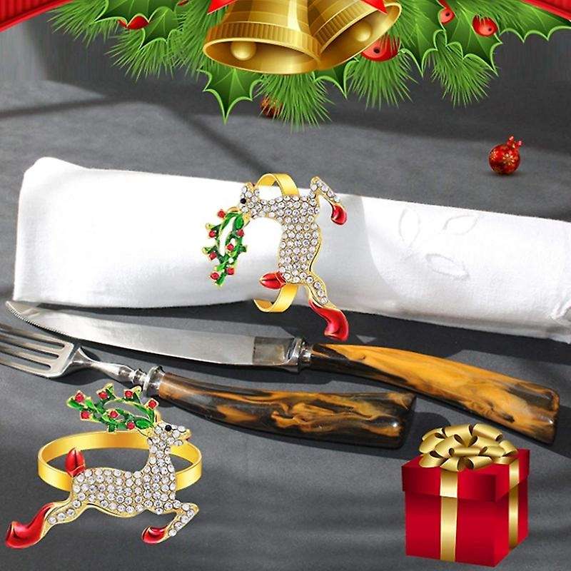 8 Piece Set Of Rhinestone Deer Napkin Ring Suitable for Table Setting
