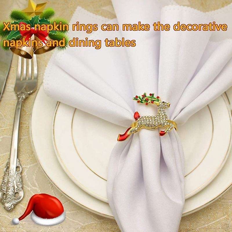 8 Piece Set Of Rhinestone Deer Napkin Ring Suitable for Table Setting