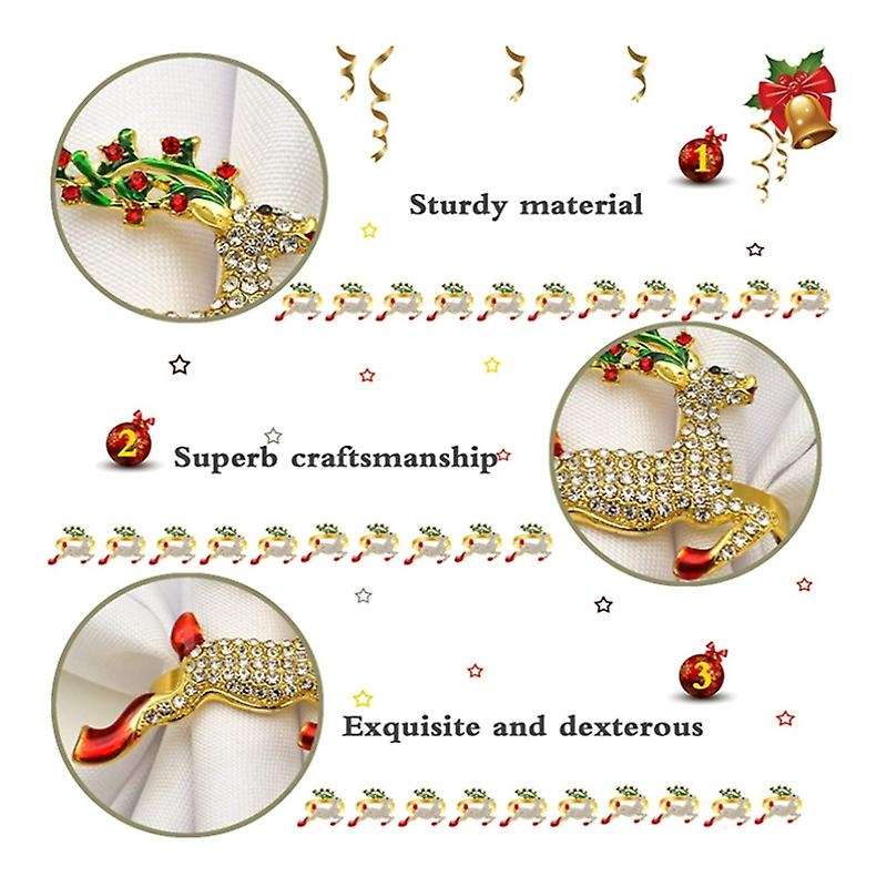 8 Piece Set Of Rhinestone Deer Napkin Ring Suitable for Table Setting