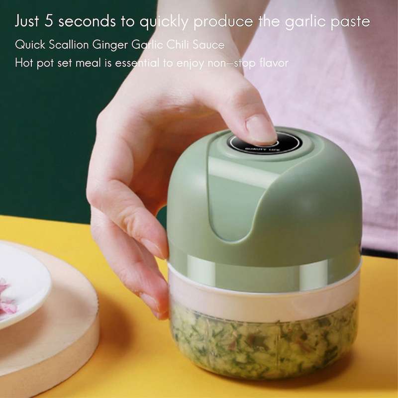 100ml Electric Garlic Masher Chili Meat Cutter Kitchen Gadget,white