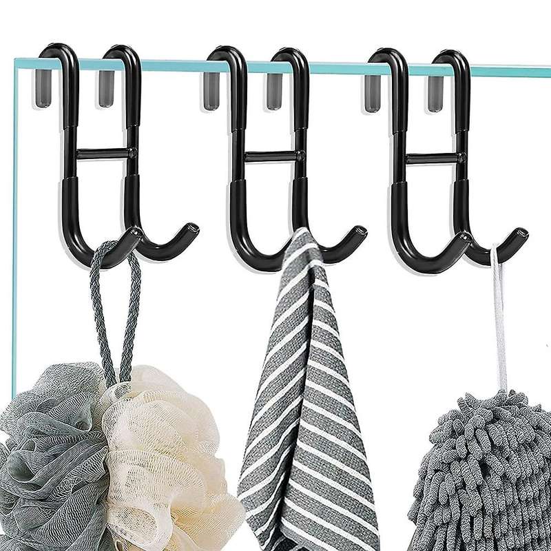 Shower Door Hooks, Towel Hanger for Bathroom, Door Hooks, Black