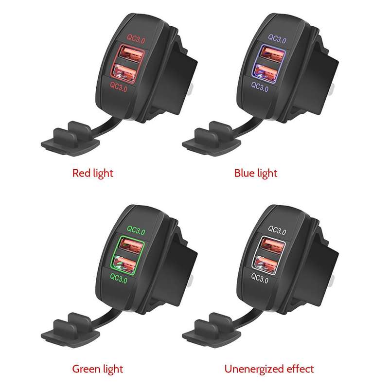 Boat Shaped with Aperture Double Qc3.0 Car Usb Charger Blue Light