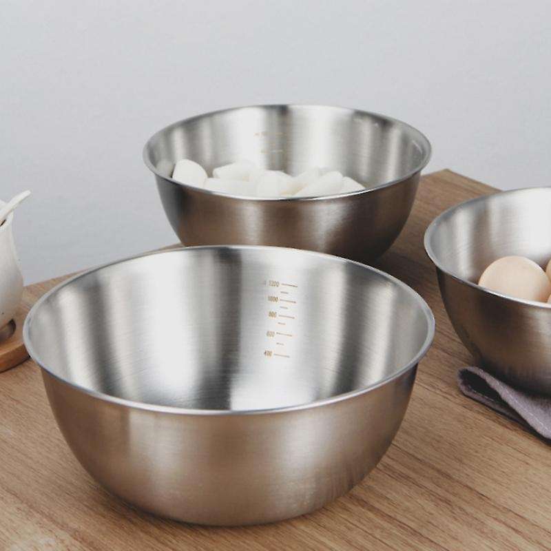 2pcs Stainless Steel Mixing Bowl with Scale Deep Mixing Egg Bowls