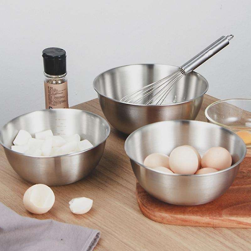 2pcs Stainless Steel Mixing Bowl with Scale Deep Mixing Egg Bowls