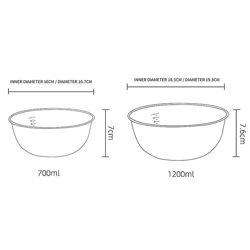 2pcs Stainless Steel Mixing Bowl with Scale Deep Mixing Egg Bowls