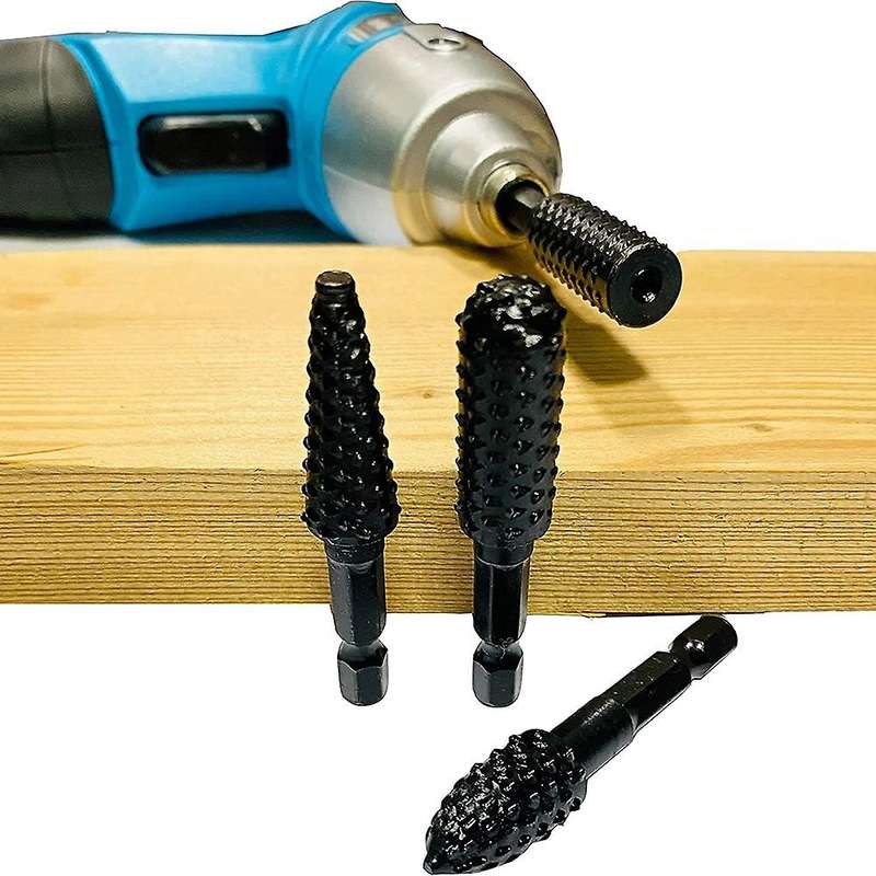 Hexagon Shank Rotary Burr Wood Carving Rasp Files Set for Wood