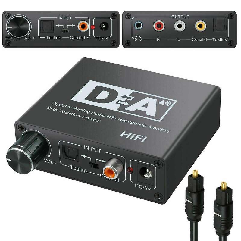 192khz Digital Optical Coaxial to Analog Rca Audio Hifi Converter