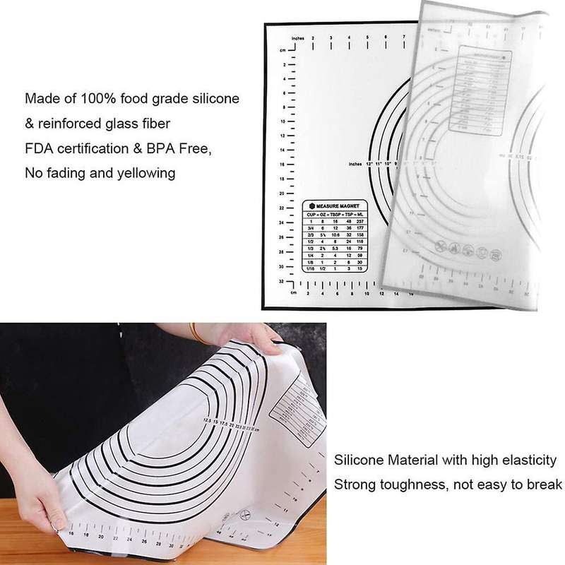 Pastry Mat with Measurements for Rolling Out Dough Oil Brush ,black