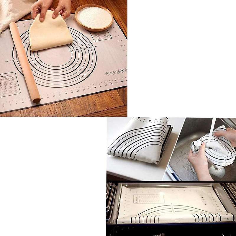 Pastry Mat with Measurements for Rolling Out Dough Oil Brush ,black
