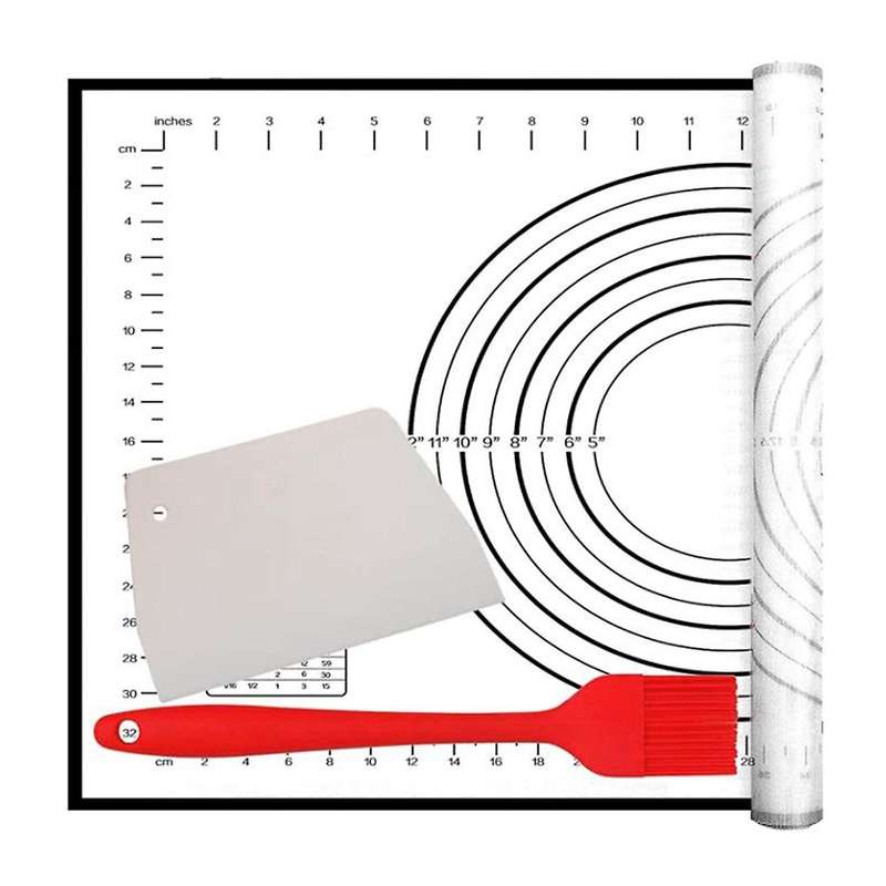 Pastry Mat with Measurements for Rolling Out Dough Oil Brush ,black