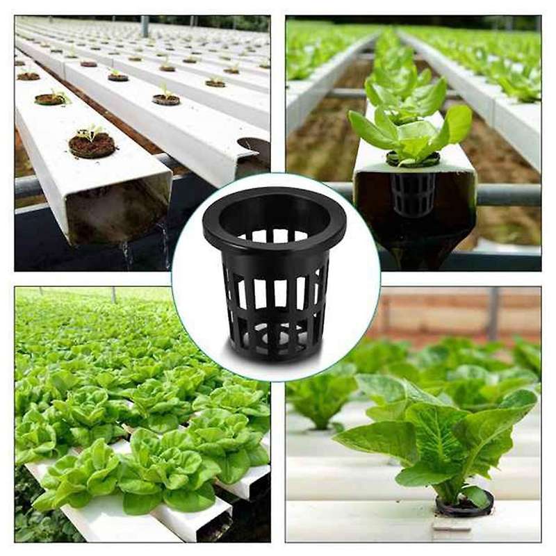 100pcs Plant Grow Net Nursery Pots Cup Hydroponic Mesh Black